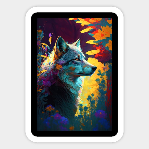 Wolf Animal Portrait Painting Wildlife Outdoors Adventure Sticker by Cubebox